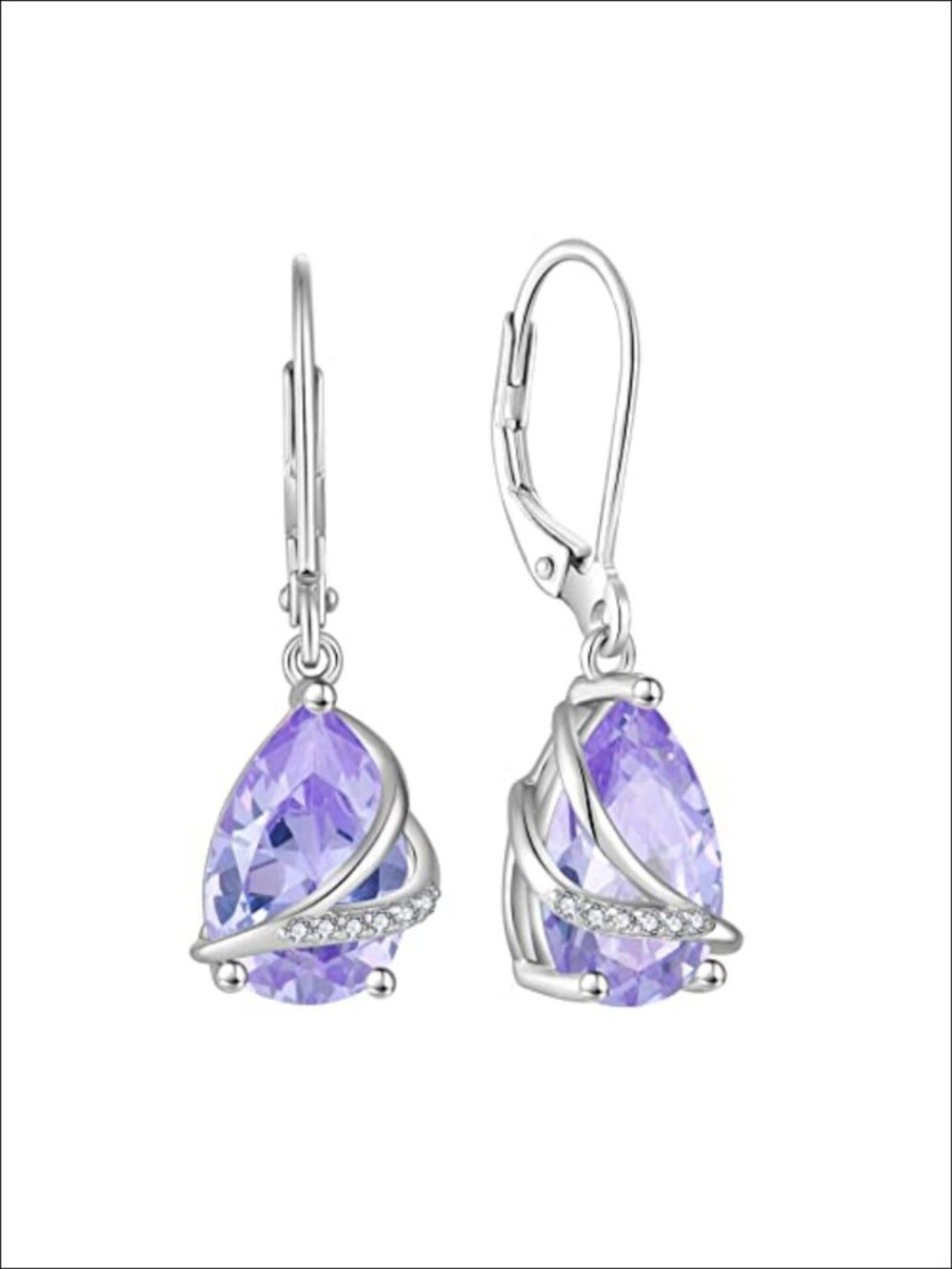 Sterling Silver Teardrop Birthstone Dangle Earrings Leverback Women's Jewelry
